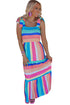 Color Block Striped Bow Knot Straps Maxi Dress